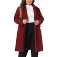 thumbnail image 1 of DARING DIVA Women's Plus Size Elegant Peter Pan Collar Single Breasted Coat 1X Burgundy, 1 of 6