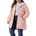 thumbnail image 1 of DARING DIVA Women's Plus Size Faux Fur Lined Long Anorak with Hood 1X Pink, 1 of 6