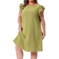 thumbnail image 1 of DARING DIVA Women's Plus Size Flare Sleeve Sleeveless Tank Dress 3X Green, 1 of 6
