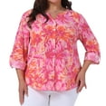 thumbnail image 1 of DARING DIVA Women's Plus Size Floral Long Sleeve Button Down Shirt 1X Hot Pink, 1 of 6
