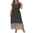 thumbnail image 1 of DARING DIVA Women's Plus Size Floral Ruffle Sleeve Beach Boho Maxi Dress 4X Navy Blue, 1 of 6