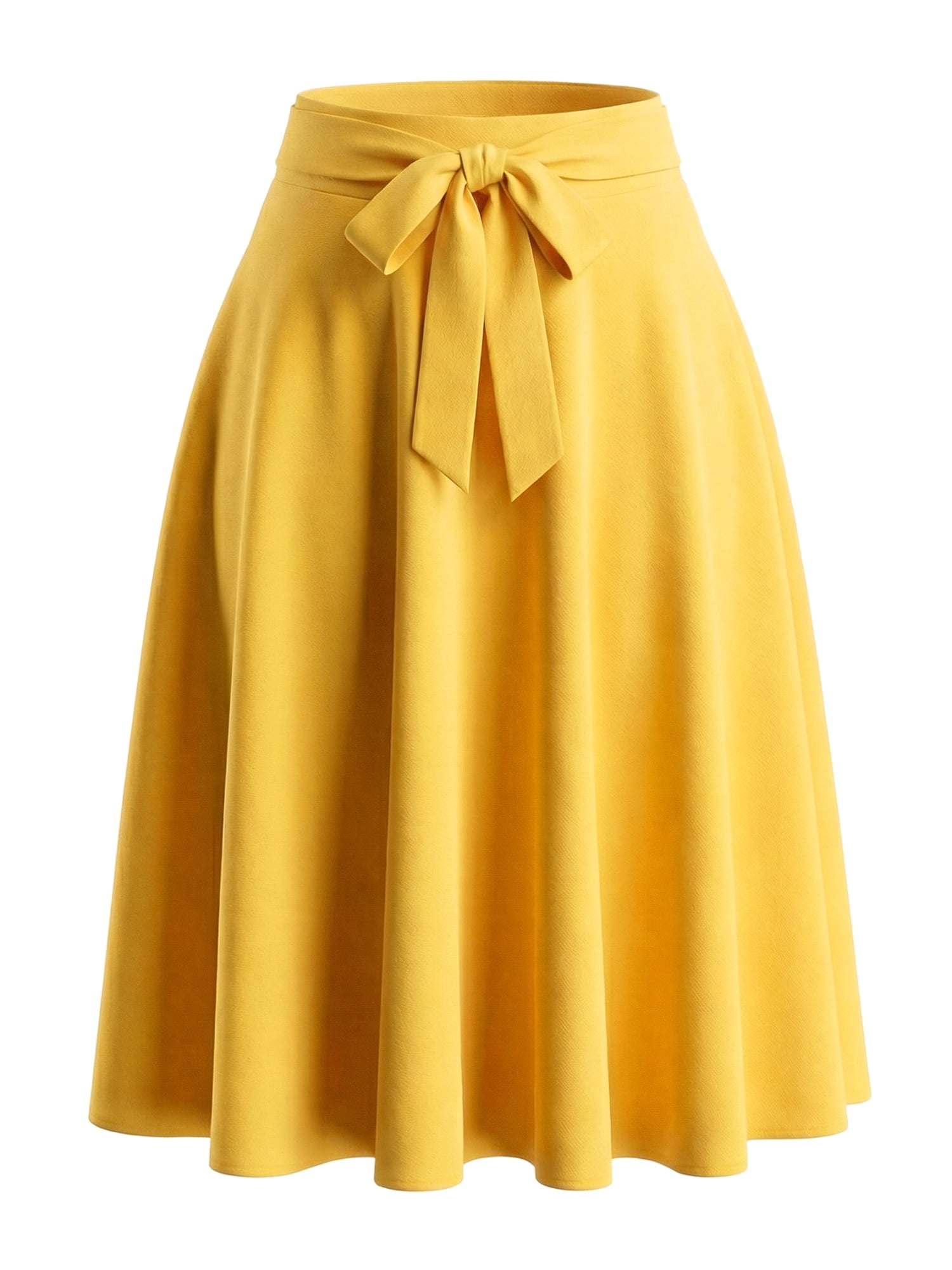 DARING DIVA Women's Plus Size High Waist A-Line Skirt with Pockets 1X Yellow