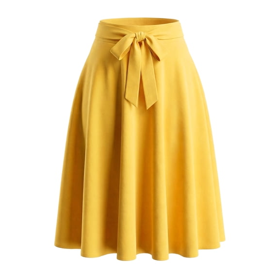DARING DIVA Women's Plus Size High Waist A-Line Skirt with Pockets 2X Yellow