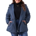 thumbnail image 1 of DARING DIVA Women's Plus Size Lightweight Waterproof Hooded Windbreaker Coat 2X Navy Blue, 1 of 6