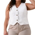 thumbnail image 1 of DARING DIVA Women's Plus Size Lined Button Down Vest 3X White, 1 of 6