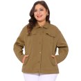 thumbnail image 1 of DARING DIVA Women's Plus Size Long Sleeve Button Front Washed Denim Jacket 2X Light Brown, 1 of 6