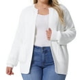 thumbnail image 1 of DARING DIVA Women's Plus Long Sleeve Crew Neck Knit Cardigans 1X White, 1 of 6