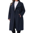 thumbnail image 1 of DARING DIVA Women's Plus Size Long Sleeve Stand Collar Trench Coat 4X Dark Blue, 1 of 6