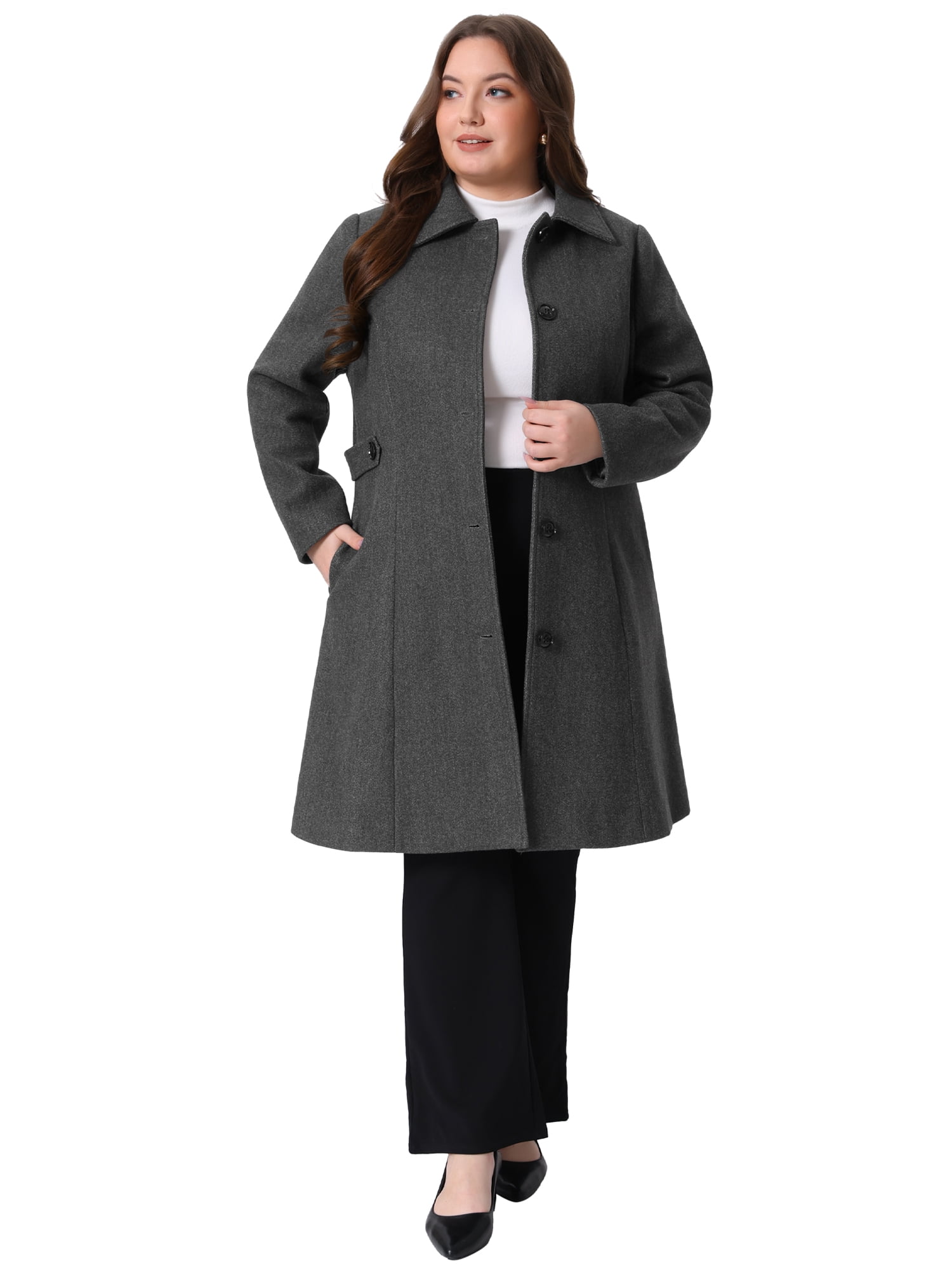 DARING DIVA Women's Plus Size Long Sleeve Utility Overcoat 4X Deep Gray