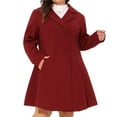 thumbnail image 1 of DARING DIVA Women's Plus Size Notch Lapel Double Breasted A Line Peacoat 4X Burgundy, 1 of 6