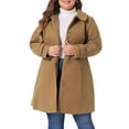 thumbnail image 1 of DARING DIVA Women's Plus Size Peter Pan Collar Single Breasted Trench Coat 1X Camel, 1 of 6
