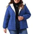 thumbnail image 1 of DARING DIVA Women's Plus Size Puffer Coat with Hood and Pockets 1X Royal Blue, 1 of 6