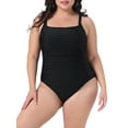 thumbnail image 1 of DARING DIVA Women's Plus Size Ruched Bathing Suit Swimwear 1X Black, 1 of 6
