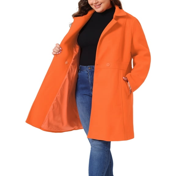 DARING DIVA Women's Plus Size Single Breasted Cinched Waist Coat 4X Orange