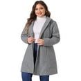 thumbnail image 1 of DARING DIVA Women's Plus Size Single Breasted Detachable Hooded Overcoat 2X Grey, 1 of 6