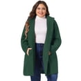 thumbnail image 1 of DARING DIVA Women's Plus Size Single Breasted Detachable Hooded Overcoat 3X Dark Green, 1 of 6
