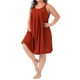 thumbnail image 1 of DARING DIVA Women's Plus Size Sleeveless Pleated Scoop Neck Nightgown 1X Red, 1 of 6