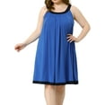 thumbnail image 1 of DARING DIVA Women's Plus Size Sleeveless Pleated Scoop Neck Nightgown 3X Royal Blue, 1 of 6