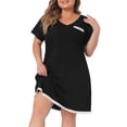 thumbnail image 1 of DARING DIVA Women's Plus Size Soft Short Sleeve Lace Trim Nightgown 2X Black, 1 of 6