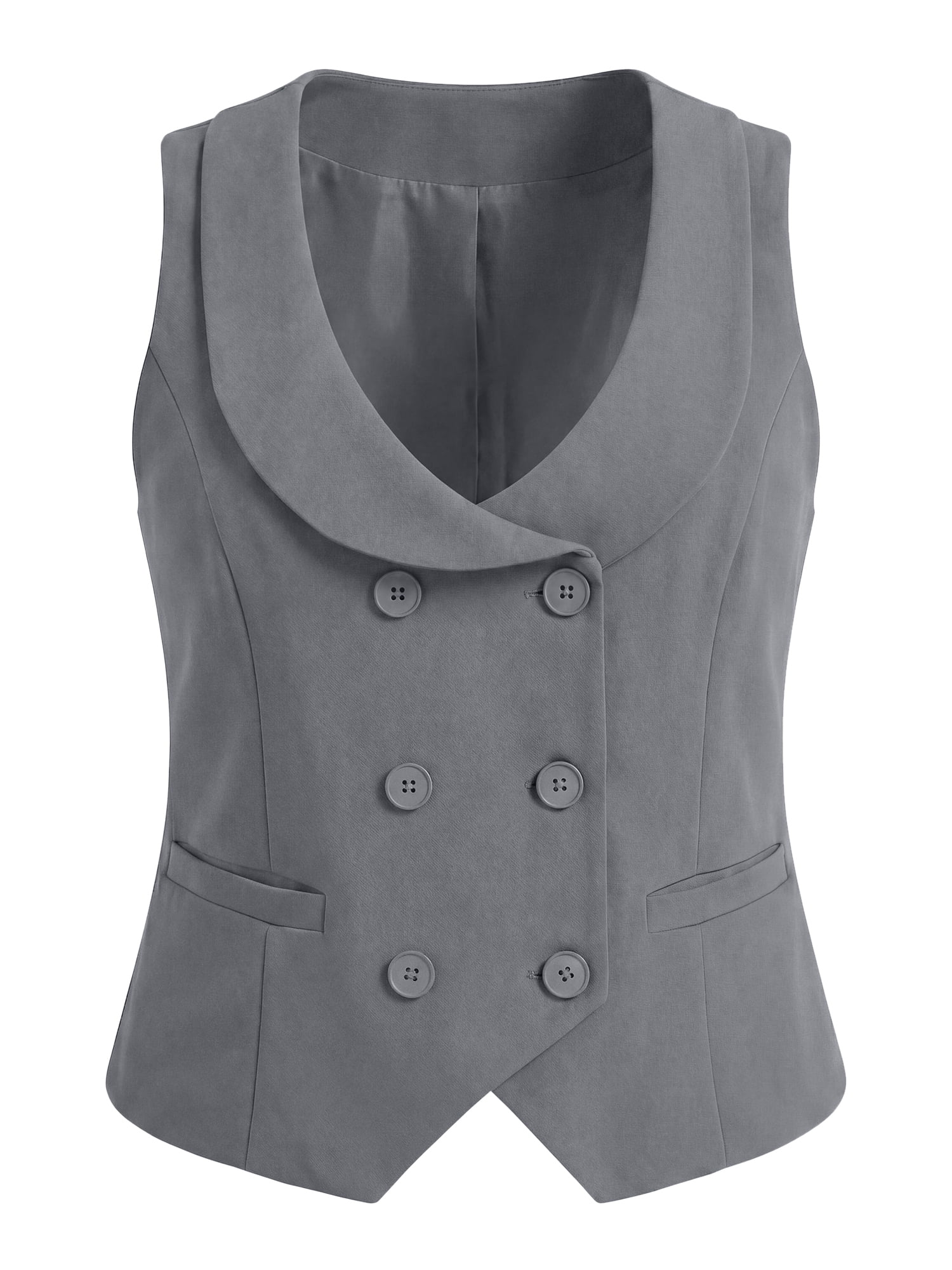 DARING DIVA Women's Plus Size Summer Double Breasted Vintage Lapel Collar Vest 3X Gray