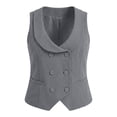 thumbnail image 1 of DARING DIVA Women's Plus Size Summer Double Breasted Vintage Lapel Collar Vest 4X Gray, 1 of 6
