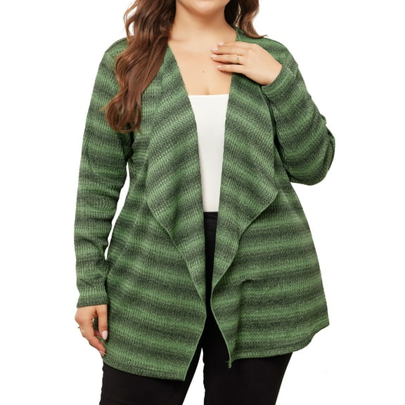 DARING DIVA Women's Plus Size Tie Dye Lightweight Open Front Cardigans 1X Green Black