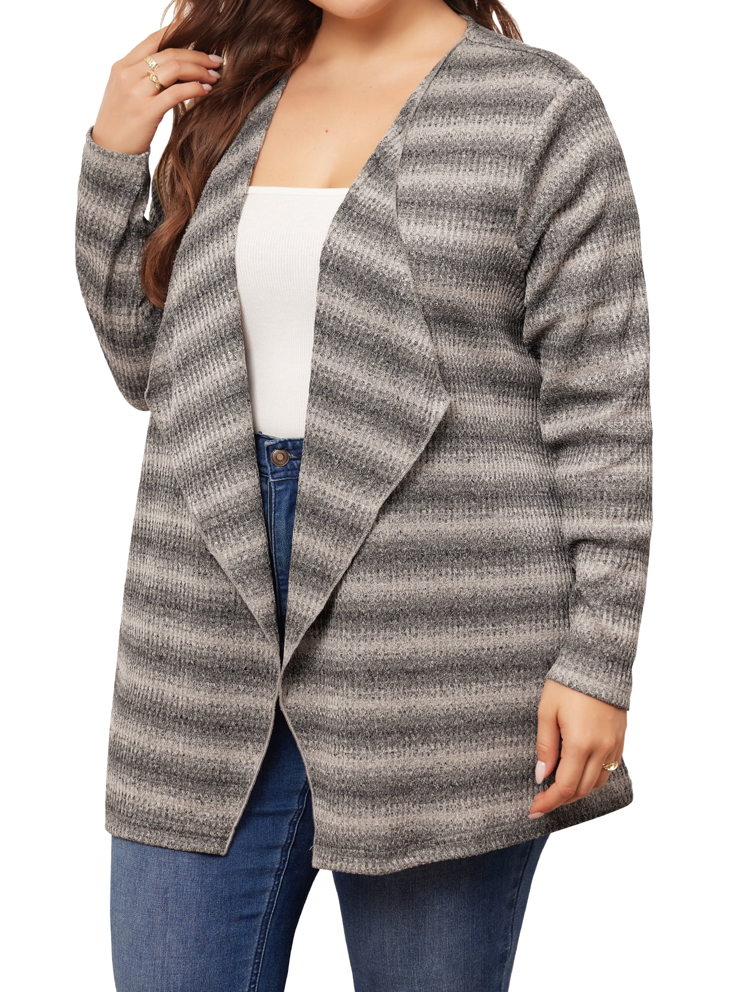 DARING DIVA Women's Plus Size Tie Dye Lightweight Open Front Cardigans 4X Apricot Black