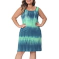 thumbnail image 1 of DARING DIVA Women's Plus Size Tie Dye Sleeveless Sundress Tank Dress 1X Blue Green, 1 of 6