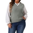 thumbnail image 1 of DARING DIVA Women's Plus Size V Neck Knit Sweater Vest 2X Gray, 1 of 6