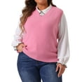 thumbnail image 1 of DARING DIVA Women's Plus Size V Neck Knit Sweater Vest 3X Pink, 1 of 6