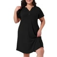 thumbnail image 1 of DARING DIVA Women's Plus Size V Neck Ruffle Short Sleeve Nightgowns 2X Black, 1 of 5