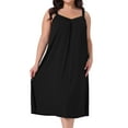 thumbnail image 1 of DARING DIVA Women's Plus Size V Neck Sleeveless Spaghetti Strap Nightgown 1X Black, 1 of 5