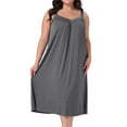 thumbnail image 1 of DARING DIVA Women's Plus Size V Neck Sleeveless Spaghetti Strap Nightgown 2X Grey, 1 of 5