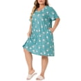 thumbnail image 1 of DARING DIVA Women's Plus Size V Neck Star Moon Pattern Nightgown 3X Blue Green, 1 of 6