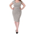 thumbnail image 1 of DARING DIVA Women's Plus Size Vintage Midi Tweed Cap Sleeve Sheath Dress 6X White, 1 of 7