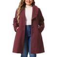 thumbnail image 1 of DARING DIVA Women's Plus Size Winter Outerwear Coat with Shawl Collar 1X Burgundy, 1 of 6