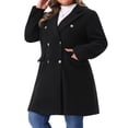 thumbnail image 1 of DARING DIVA Women's Plus Size Winter Pea Coat Double Breasted Notch Lapel 3X Black, 1 of 6