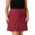 thumbnail image 1 of DARING DIVA Women's Plus Size with Pockets Mini Corduroy Skirt 3X Burgundy, 1 of 6