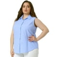 thumbnail image 1 of DARING DIVA Women's Plus Sleeveless Button Down Fashion Tank Top 2X Light Blue, 1 of 6