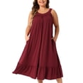 thumbnail image 1 of DARING DIVA Women's Plus Size Sleeveless Nightgown with Pockets 4X Wine Red, 1 of 6