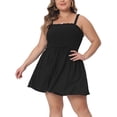 thumbnail image 1 of DARING DIVA Women's Plus Sleeveless Rompers with Pockets and Flowy Design 1X Black, 1 of 6