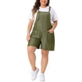 thumbnail image 1 of DARING DIVA Women's Plus Sleeveless Square Neck Tie Shoulder Romper Shorts 3X Army Green, 1 of 6