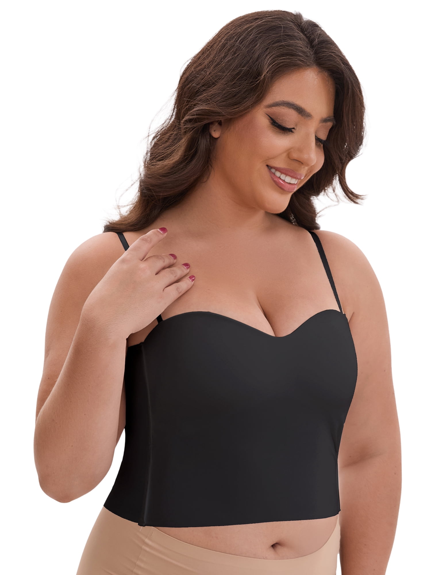 DARING DIVA Women's Plus Spaghetti Straps Wireless Padded Camisole XXL Black