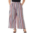 thumbnail image 1 of DARING DIVA Women's Plus Stripe Boho Wide Leg Paper Bag Pants 1X Orange Red, 1 of 6