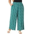 thumbnail image 1 of DARING DIVA Women's Plus Stripe Boho Wide Leg Paper Bag Pants 2X Lake Blue, 1 of 6