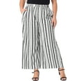 thumbnail image 1 of DARING DIVA Women's Plus Stripe Boho Wide Leg Paper Bag Pants 3X White Black, 1 of 6