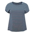 thumbnail image 1 of DARING DIVA Women's Plus Striped Raglan Sleeve Crew Neck T-Shirts Blouses 2X Navy Blue, 1 of 6