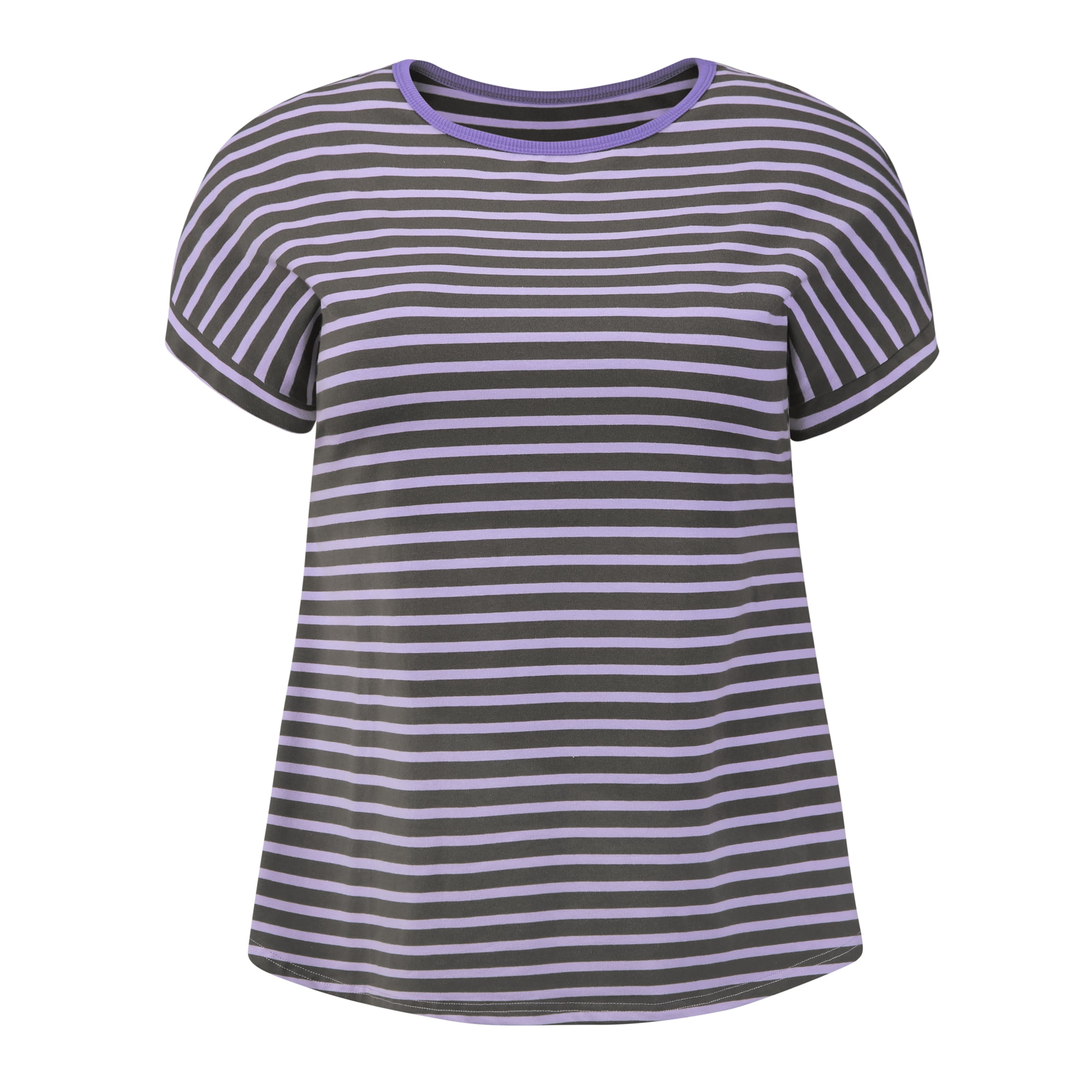 DARING DIVA Women's Plus Striped Raglan Sleeve Crew Neck T-Shirts Blouses 3X Purple