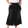 thumbnail image 1 of DARING DIVA Women's Plus Stylish Denim Fishtail Midi Jean Skirt with Pockets 2X Black, 1 of 6