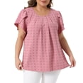 thumbnail image 1 of DARING DIVA Women's Plus Swiss Dot Crew Neck Tulip Top 4X Pink, 1 of 6